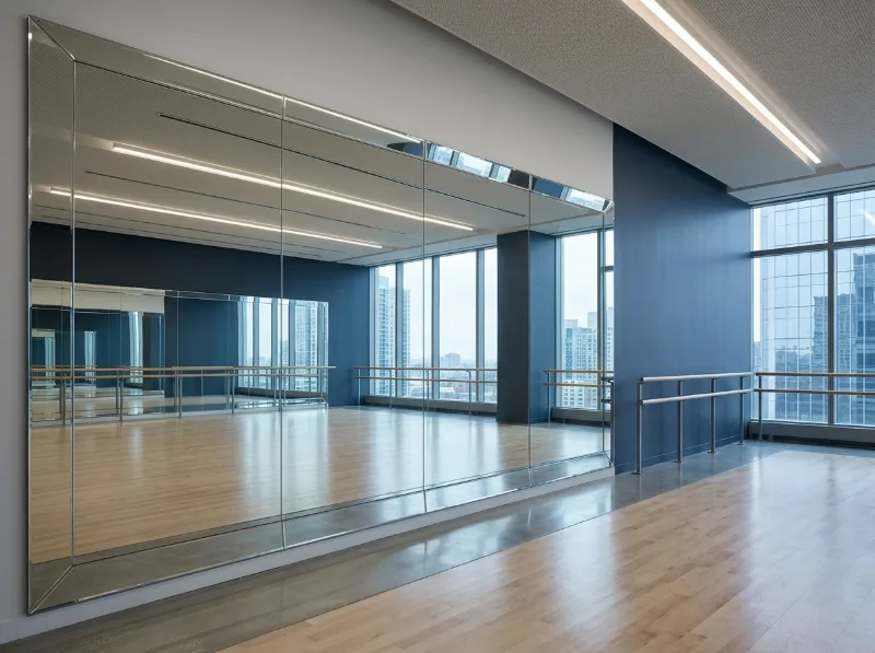 Muro de espejo en salón de baile o gimnasio