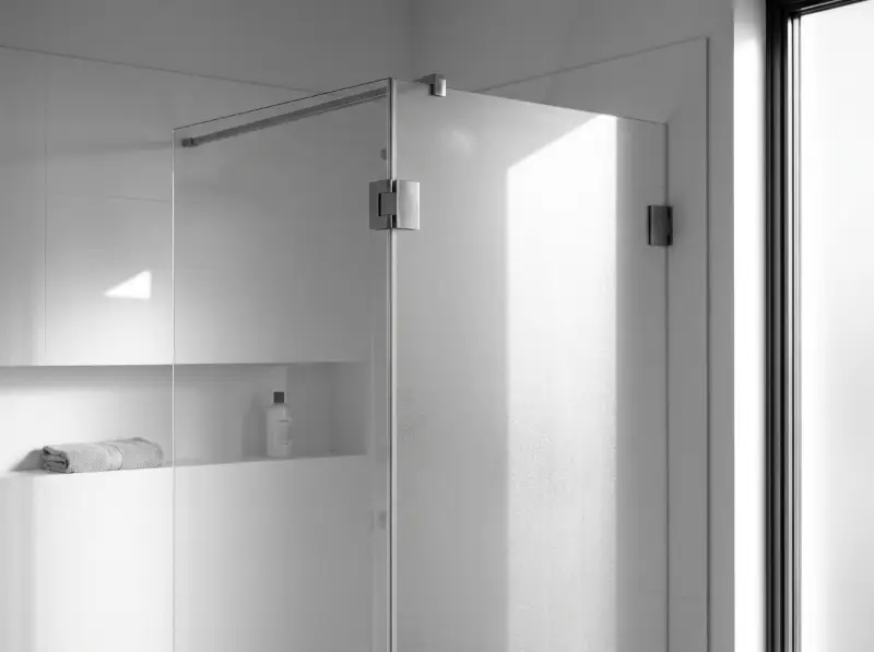 Puerta de ducha en vidrio templado con bisagras de acero inoxidable