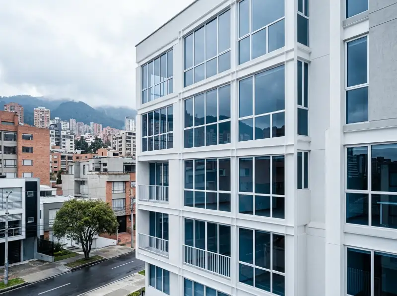 Edificio residencial con ventanería en aluminio